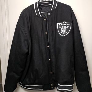 XL Oakland Raiders Wool Reversible Varsity Jacket